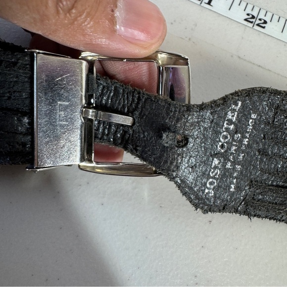 Vintage 80s Rare Jose Cotel Paris Black Jeweled Art Deco Leather Belt - Picture 8 of 16